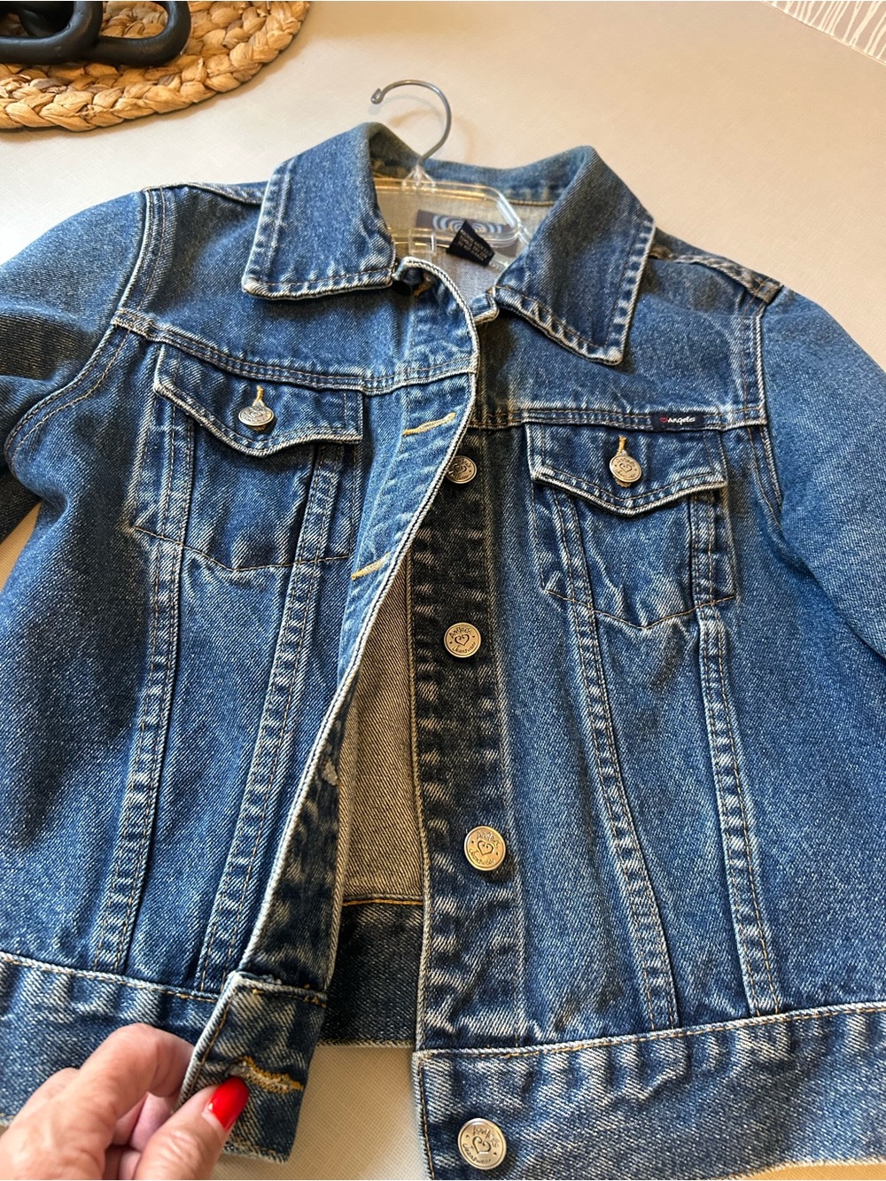 Angels Blue Denim Jacket with Button-Front